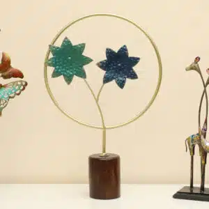 Metal & Wood Multicolor Mirka Flower Showpiece Table Decor