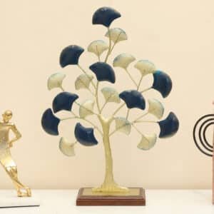 Metal & Wood Multicolor Abbey Ginko Showpiece Table Decor