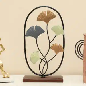 Metal & Wood Multicolor Asher Ginko Showpiece Table Decor