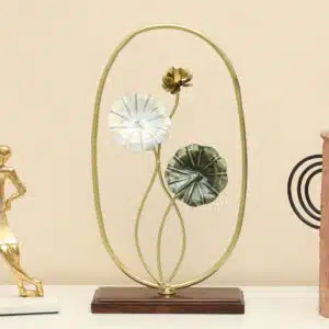 Metal & Wood Multicolor Lena Flower Showpiece Table Decor