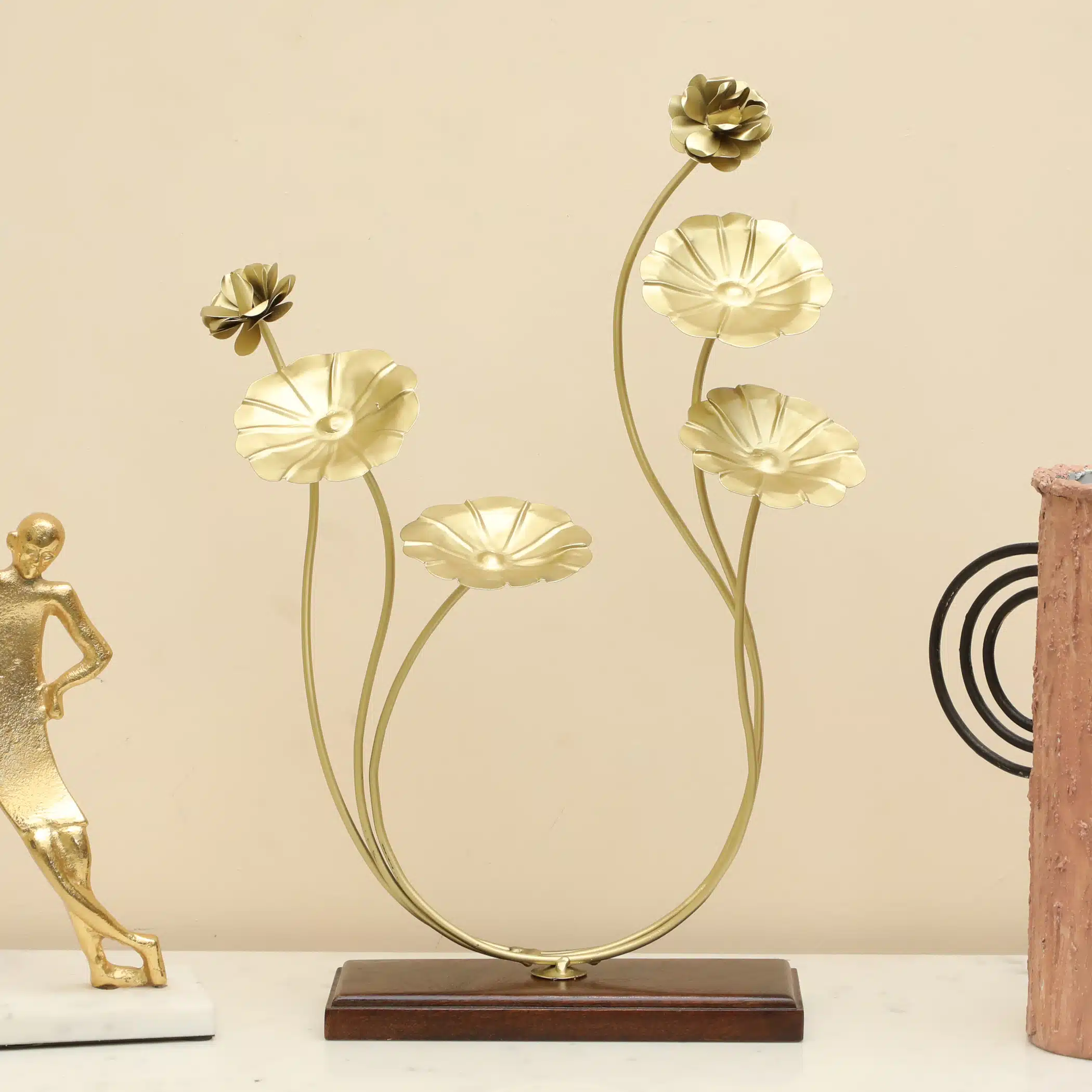Metal & Wood Multicolor Aldan Showpiece Table Decor