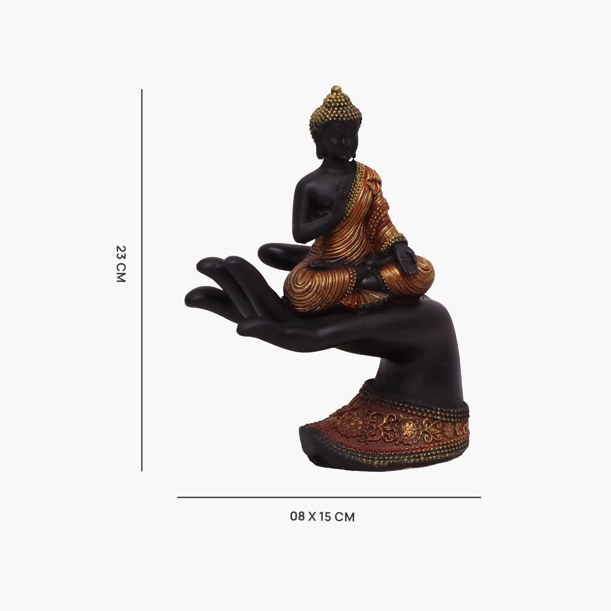 Orange Buddha Hand Showpiece – Polyresin Table Decor - Image 3