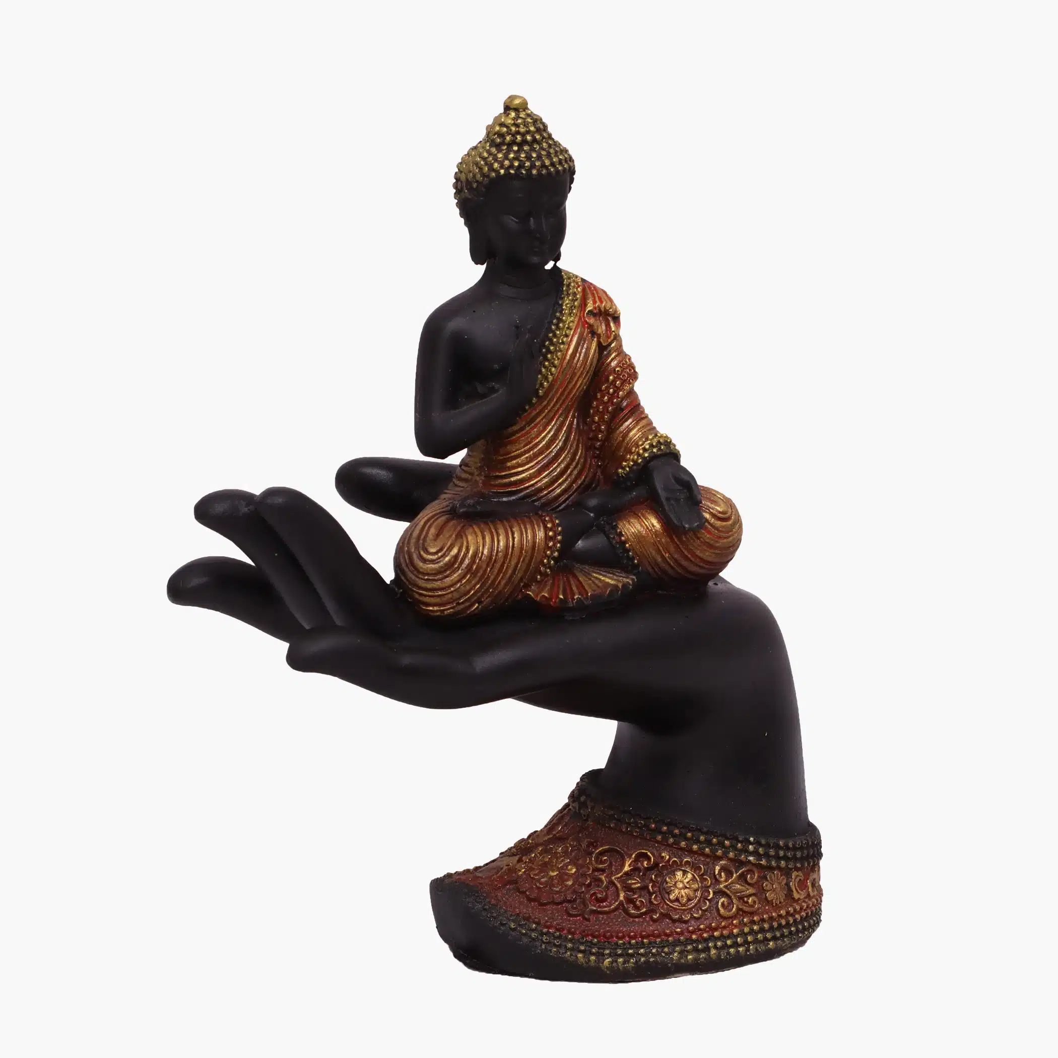 Orange Buddha Hand Showpiece – Polyresin Table Decor - Image 4