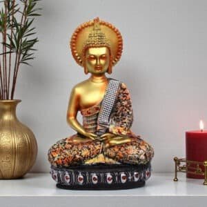 Polyresin Golden Chakkra Buddha Large Figurine Showpiece Table Decor