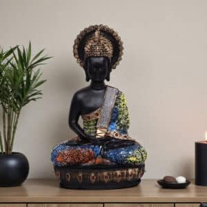 Polyresin Multicolor Chakkra Buddha Medium Figurine Showpiece Table Decor