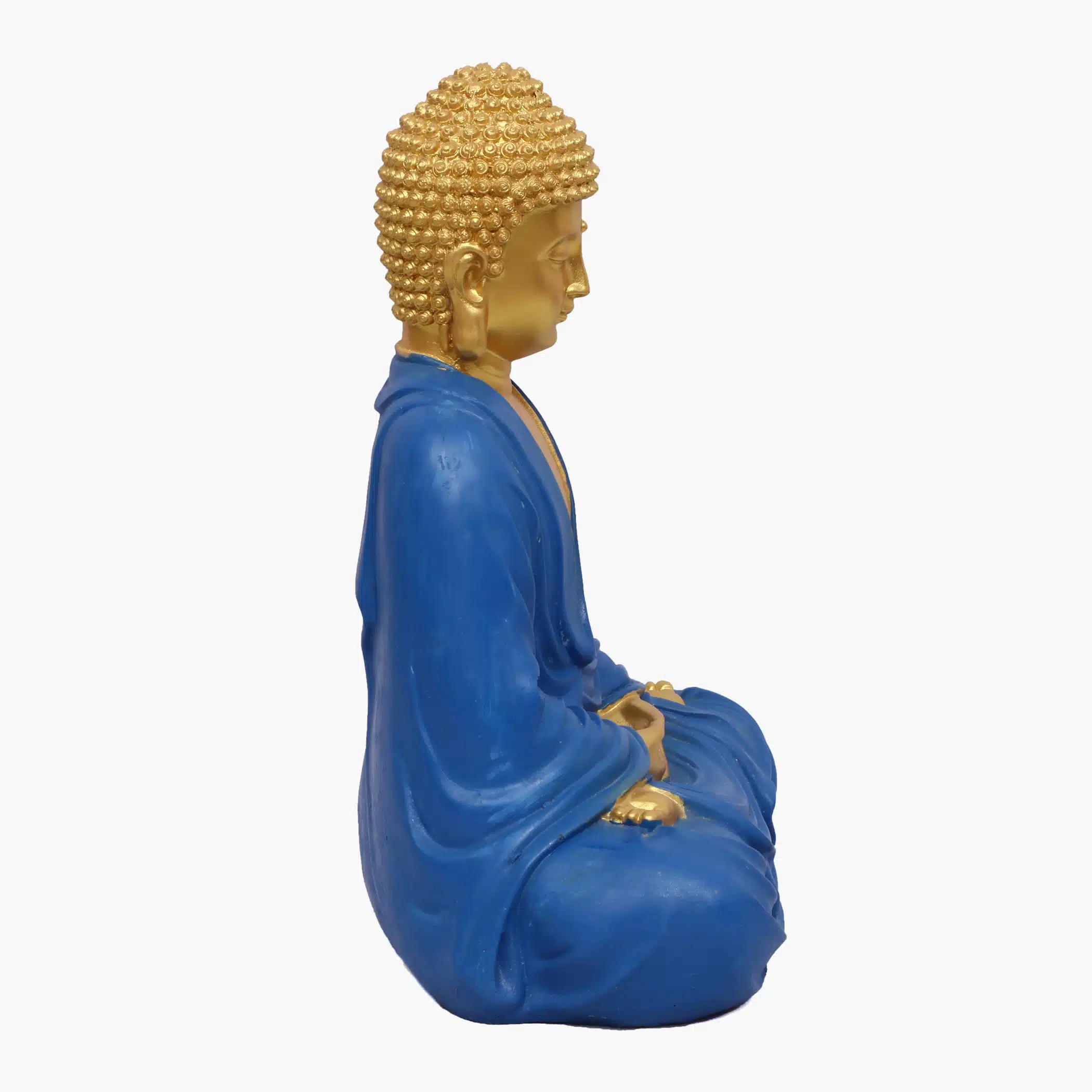 Polyresin Golden Blue Dupatta Samadhi Buddha Figurine Showpiece Table Decor - Image 4