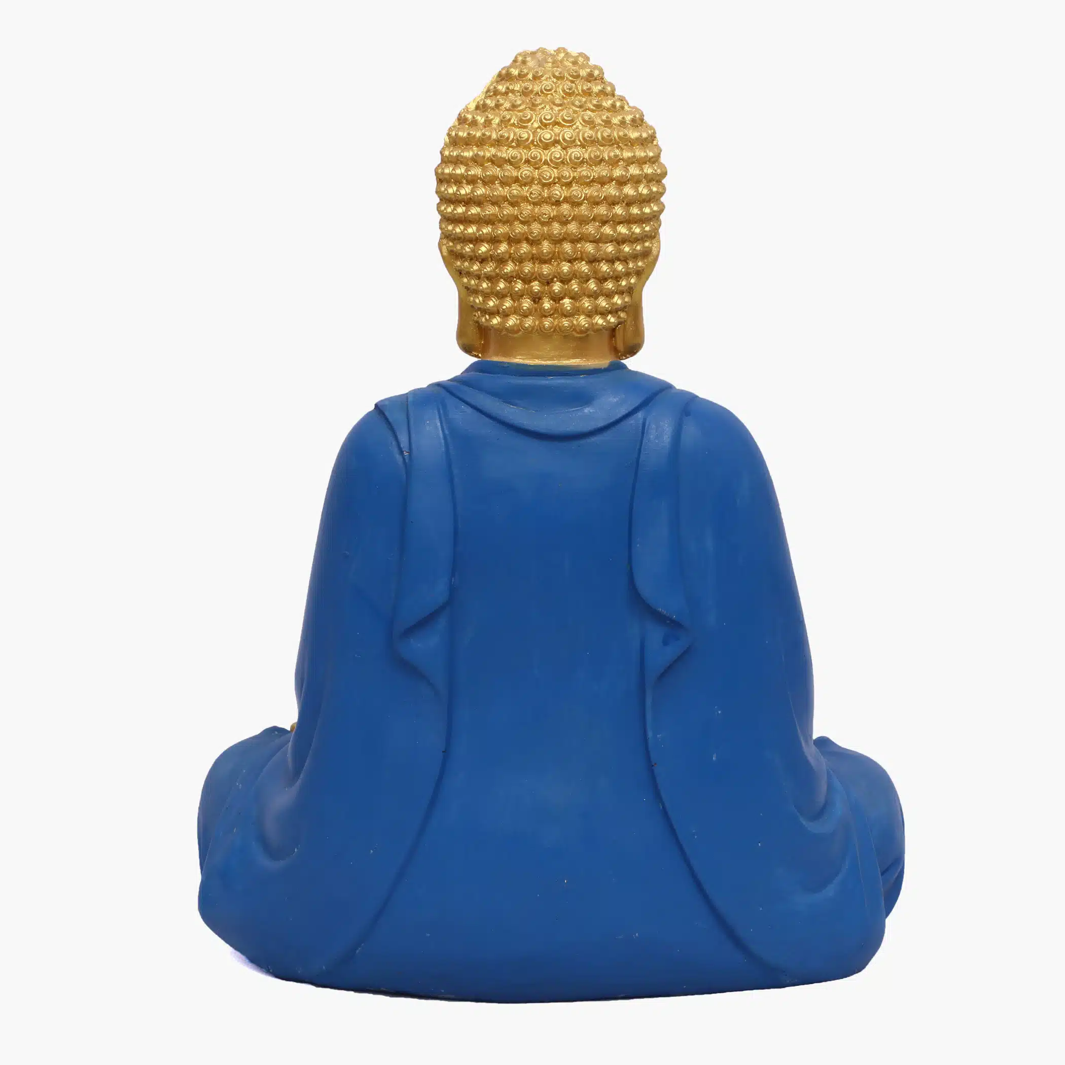 Polyresin Golden Blue Dupatta Samadhi Buddha Figurine Showpiece Table Decor - Image 5