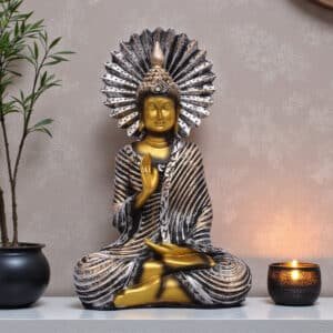 Polyresin Multicolor Chakkra Buddha Large Figurine Showpiece Table Decor