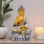 Polyresin Brown & Gold Flower Buddha Large Figurine Showpiece Table Decor