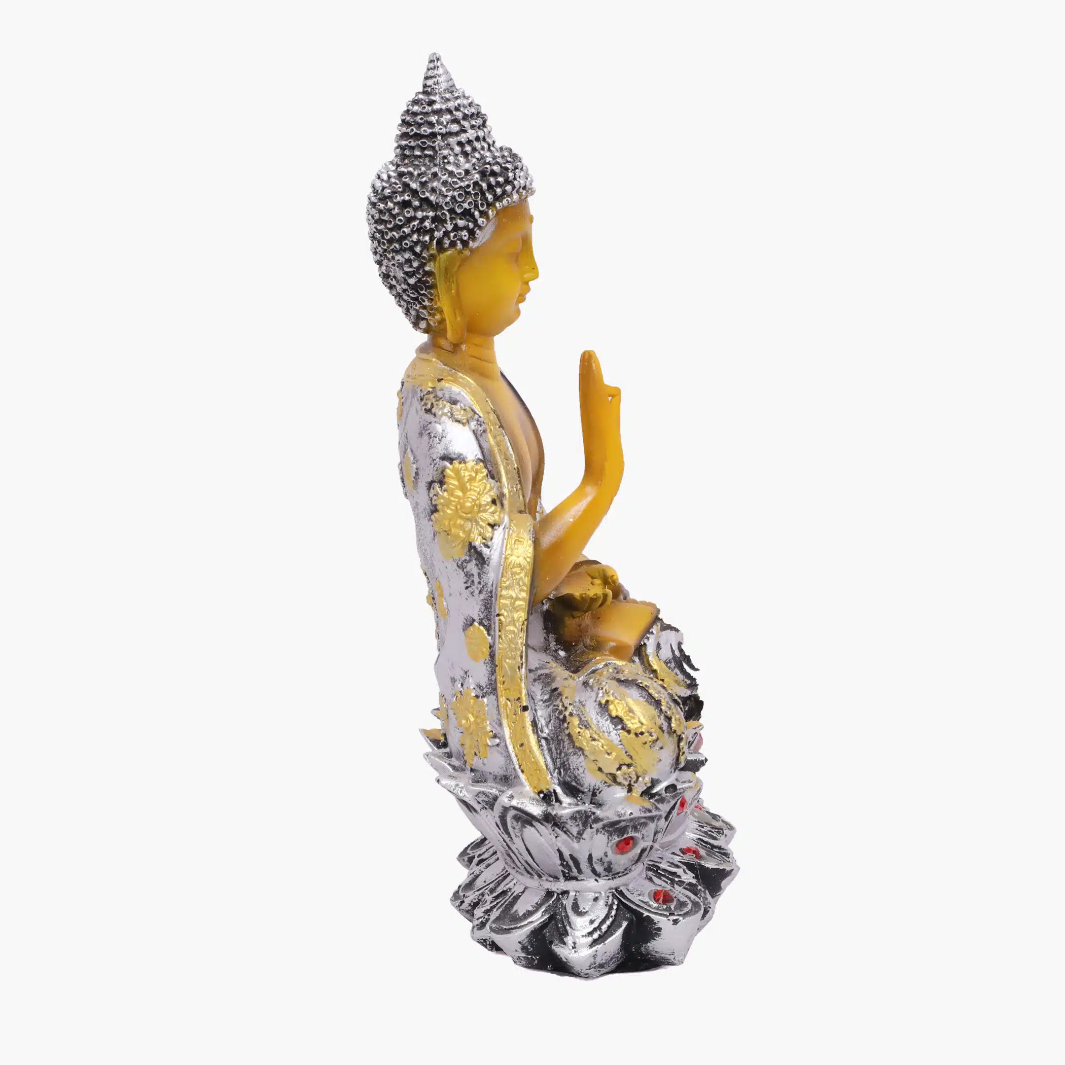 Polyresin Brown & Gold Flower Buddha Large Figurine Showpiece Table Decor - Image 4