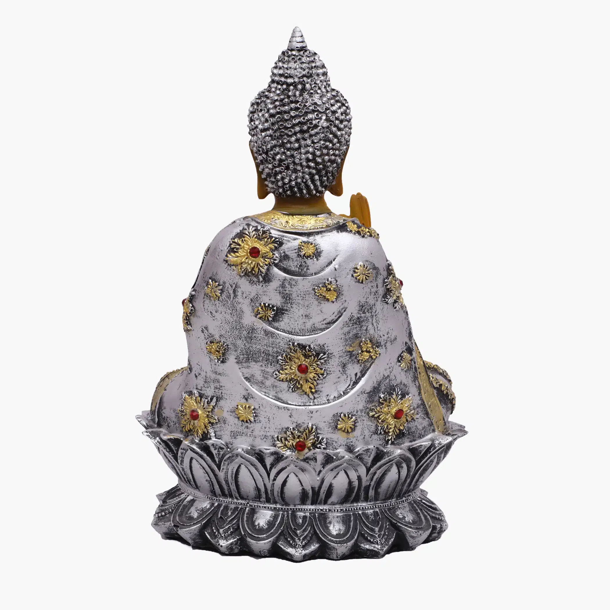 Polyresin Brown & Gold Flower Buddha Medium Figurine Showpiece Table Decor - Image 4