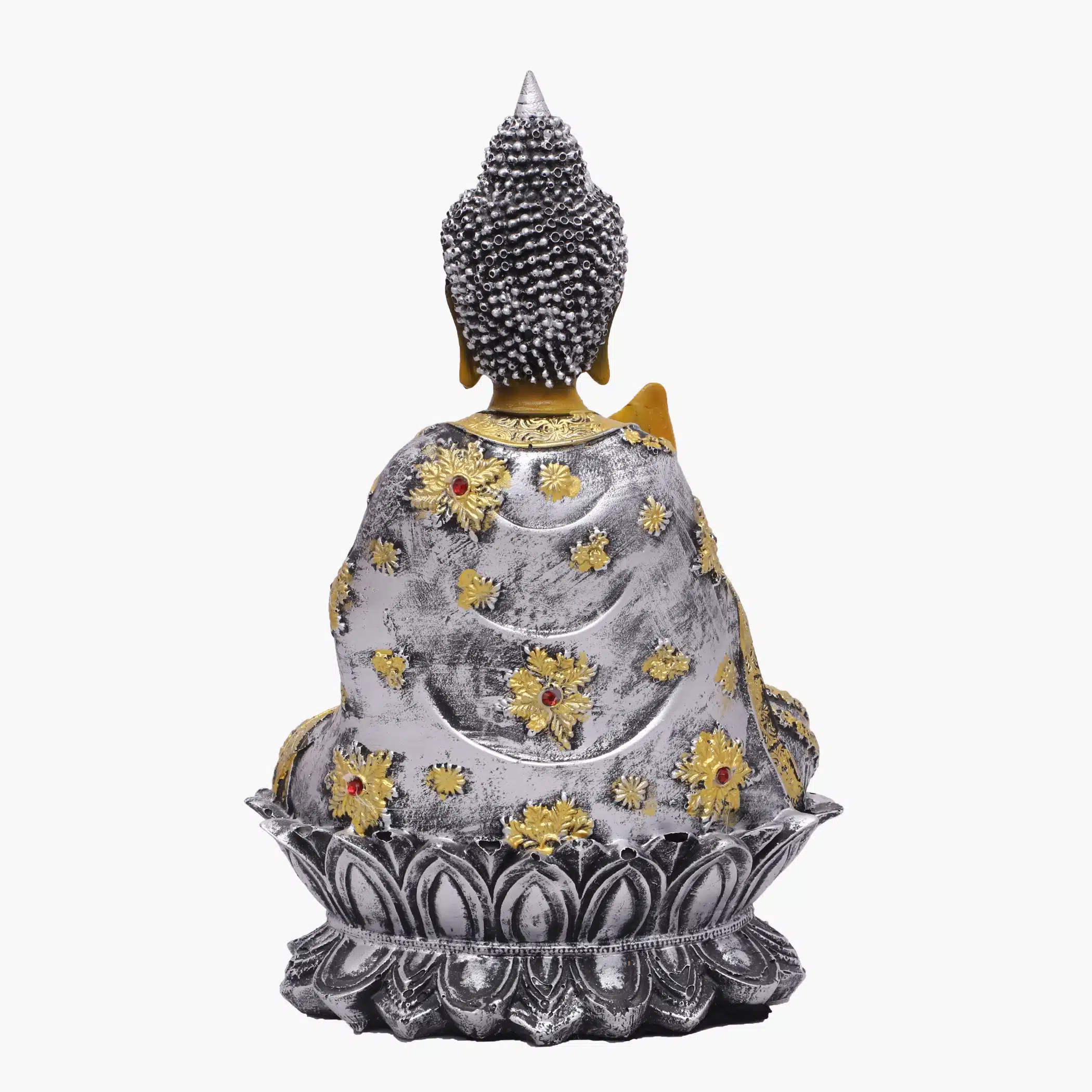 Polyresin Brown & Gold Flower Buddha Small Figurine Showpiece Table Decor - Image 5