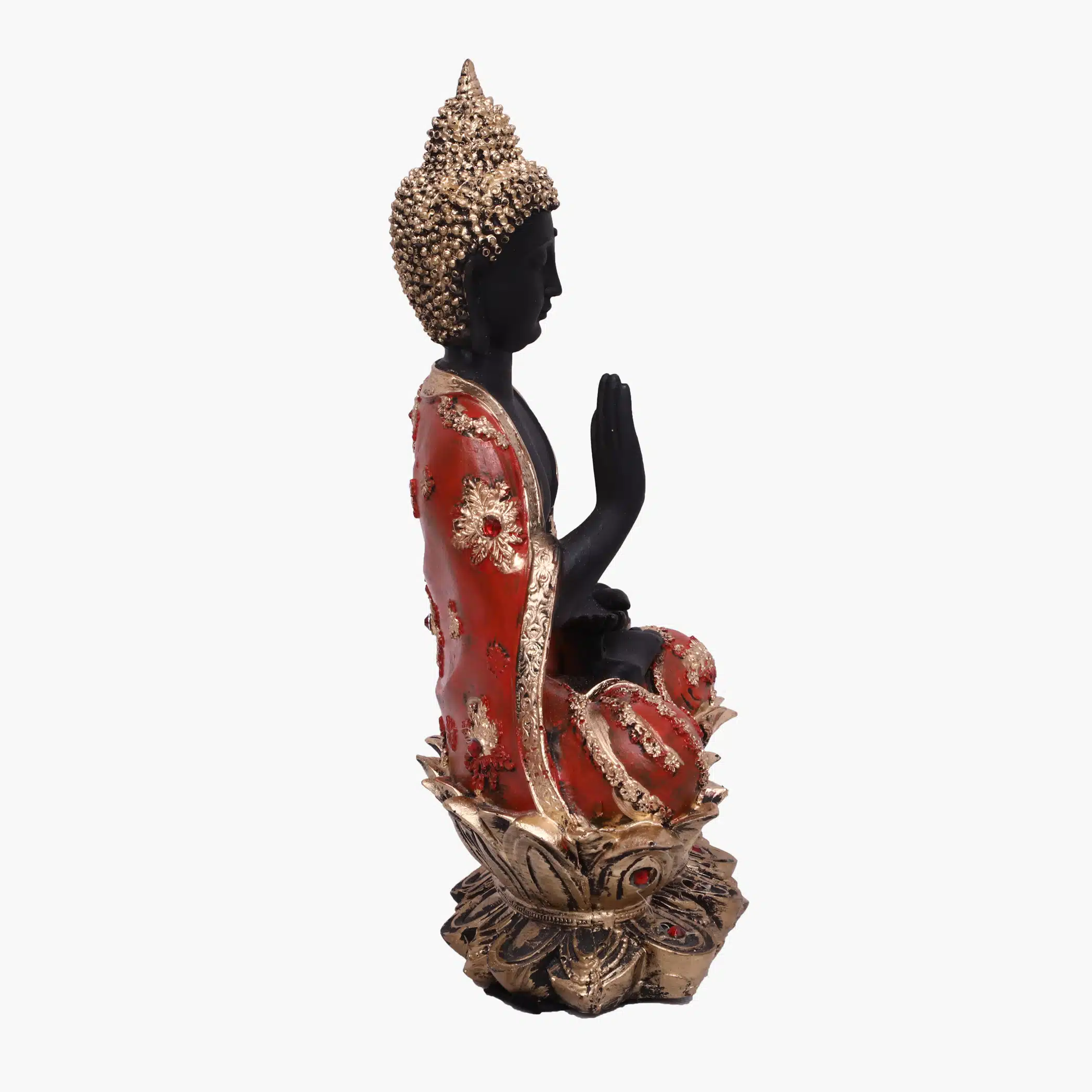 Polyresin Red & Black Flower Buddha Small Figurine Showpiece Table Decor - Image 3