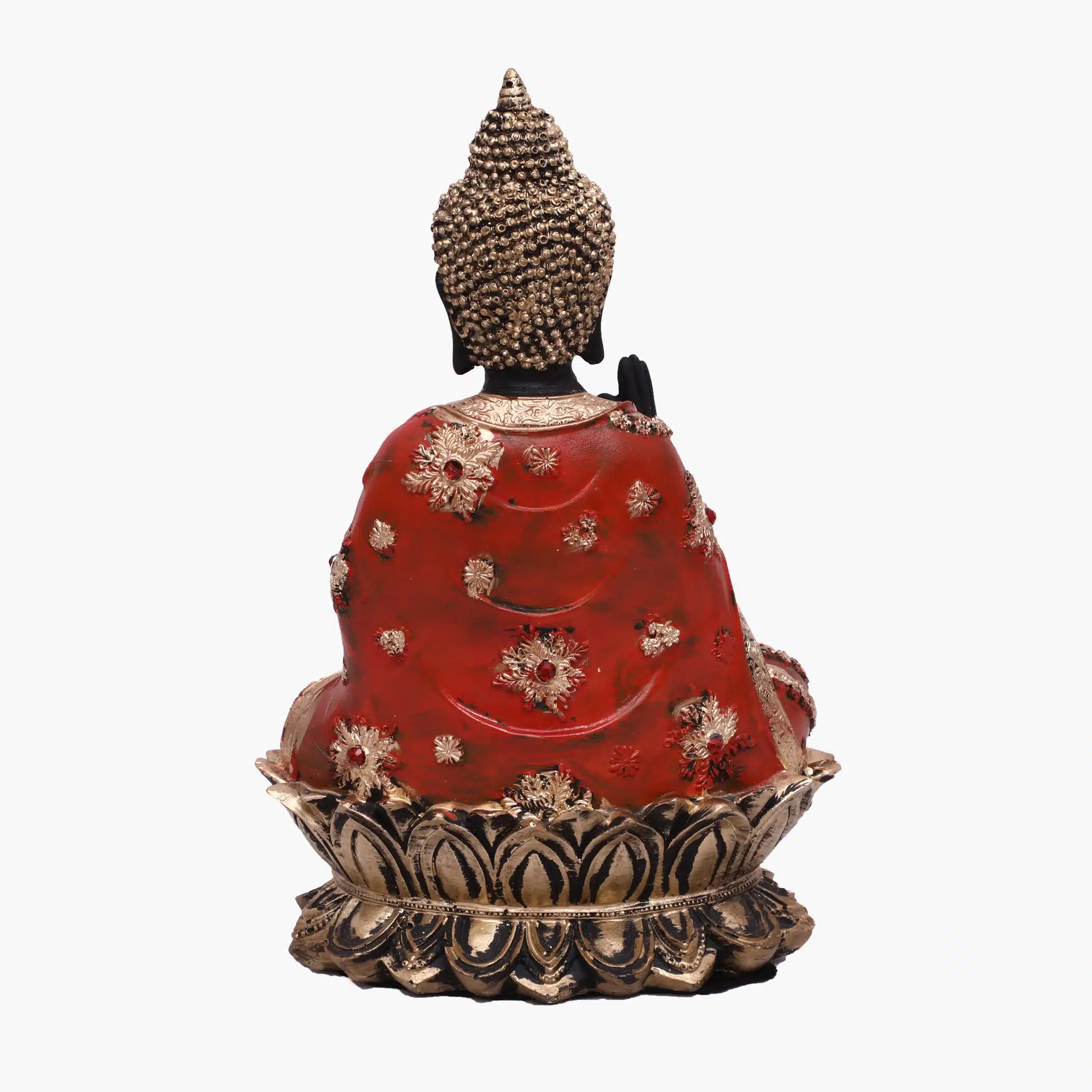 Polyresin Red & Black Flower Buddha Small Figurine Showpiece Table Decor - Image 4