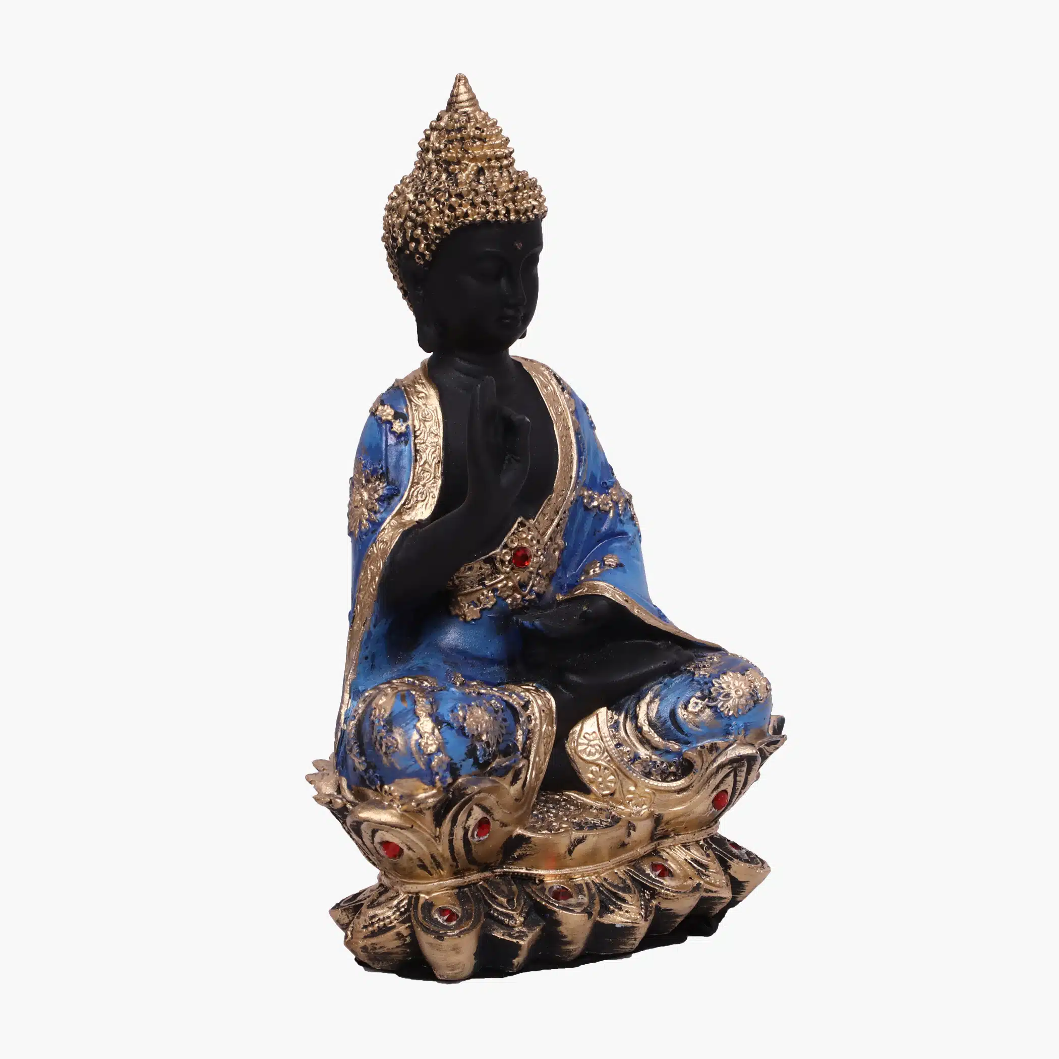 Polyresin Blue & Black Flower Buddha Large Figurine Showpiece Table Decor - Image 2