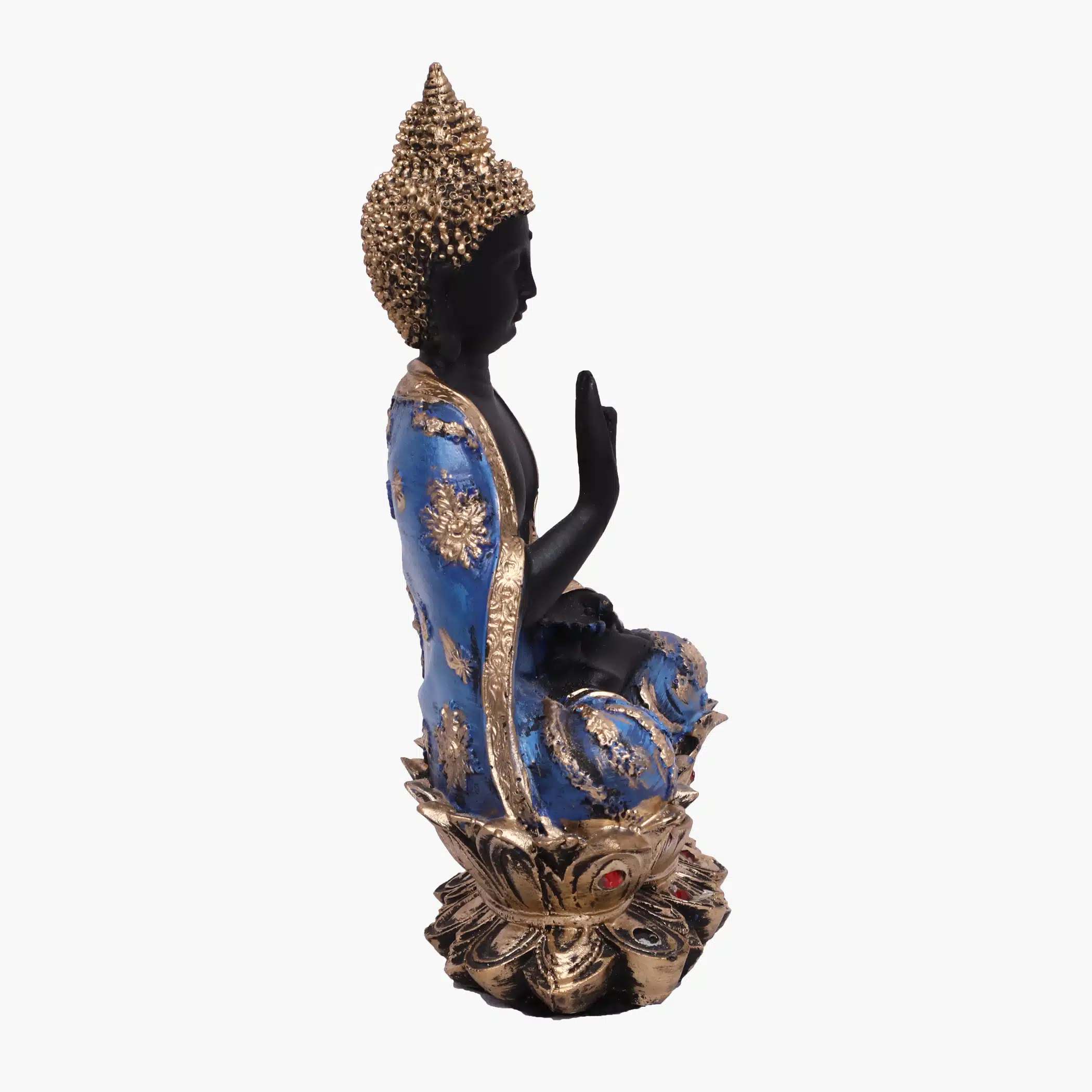 Polyresin Blue & Black Flower Buddha Large Figurine Showpiece Table Decor - Image 4