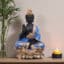 Polyresin Blue & Black Flower Buddha Medium Figurine Showpiece Table Decor