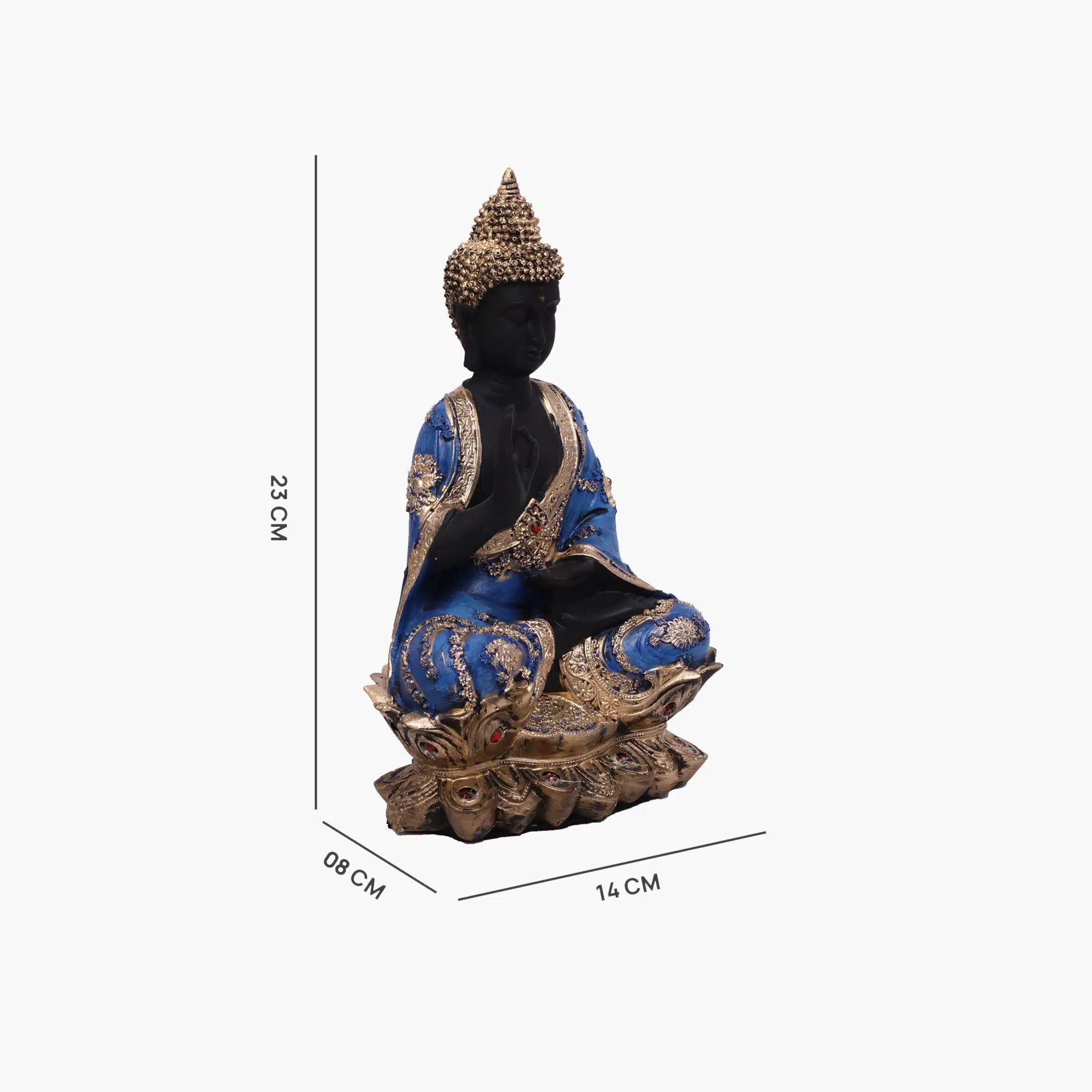 Flower Buddha Figurine – Blue & Black Polyresin Table Showpiece - Image 3