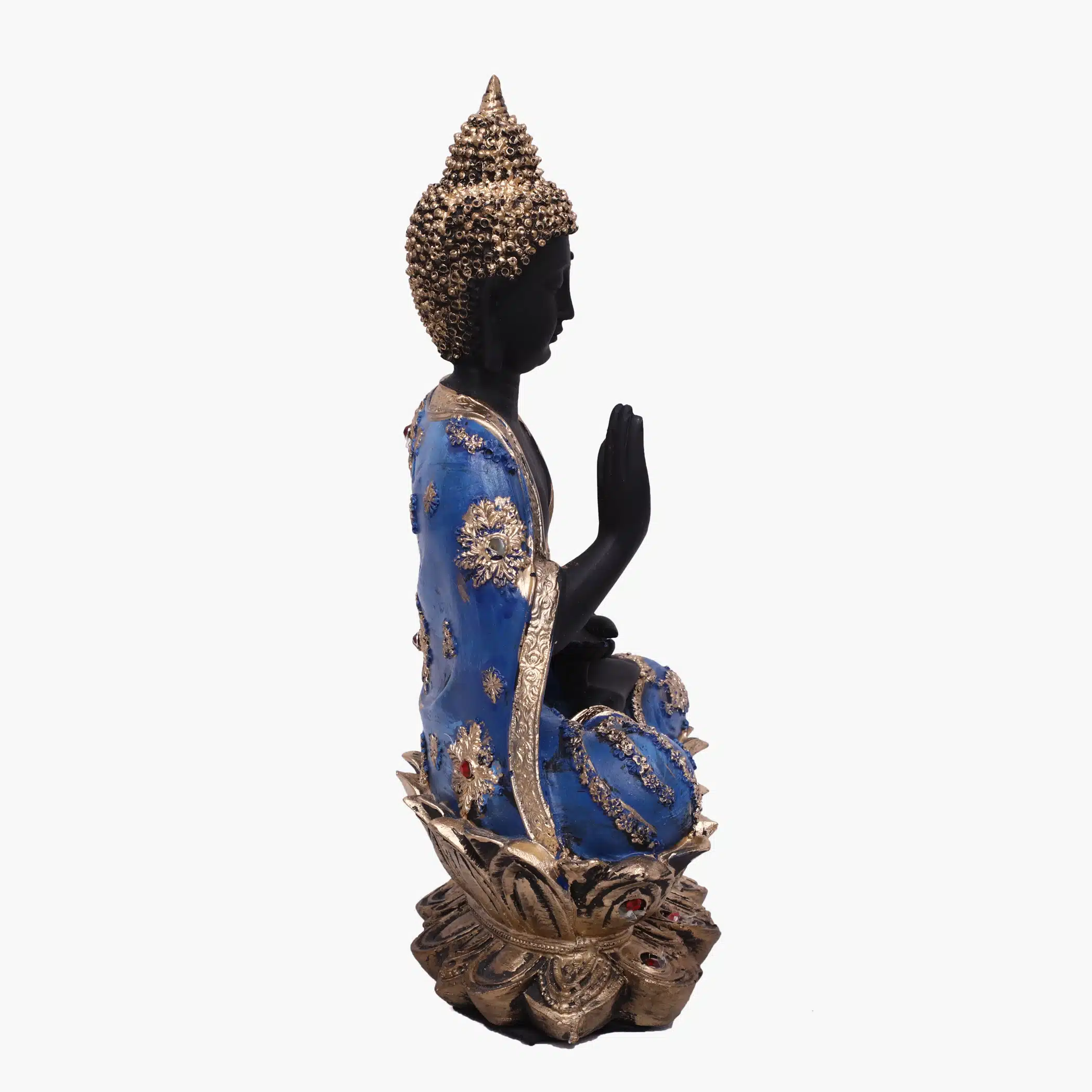 Flower Buddha Figurine – Blue & Black Polyresin Table Showpiece - Image 4
