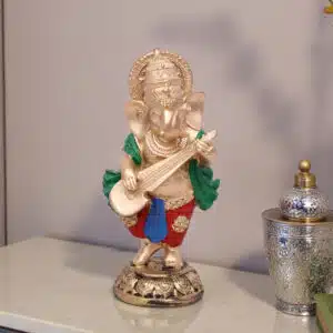Sitar Ganesha Figurine – Polyresin Multicolor Table Showpiece
