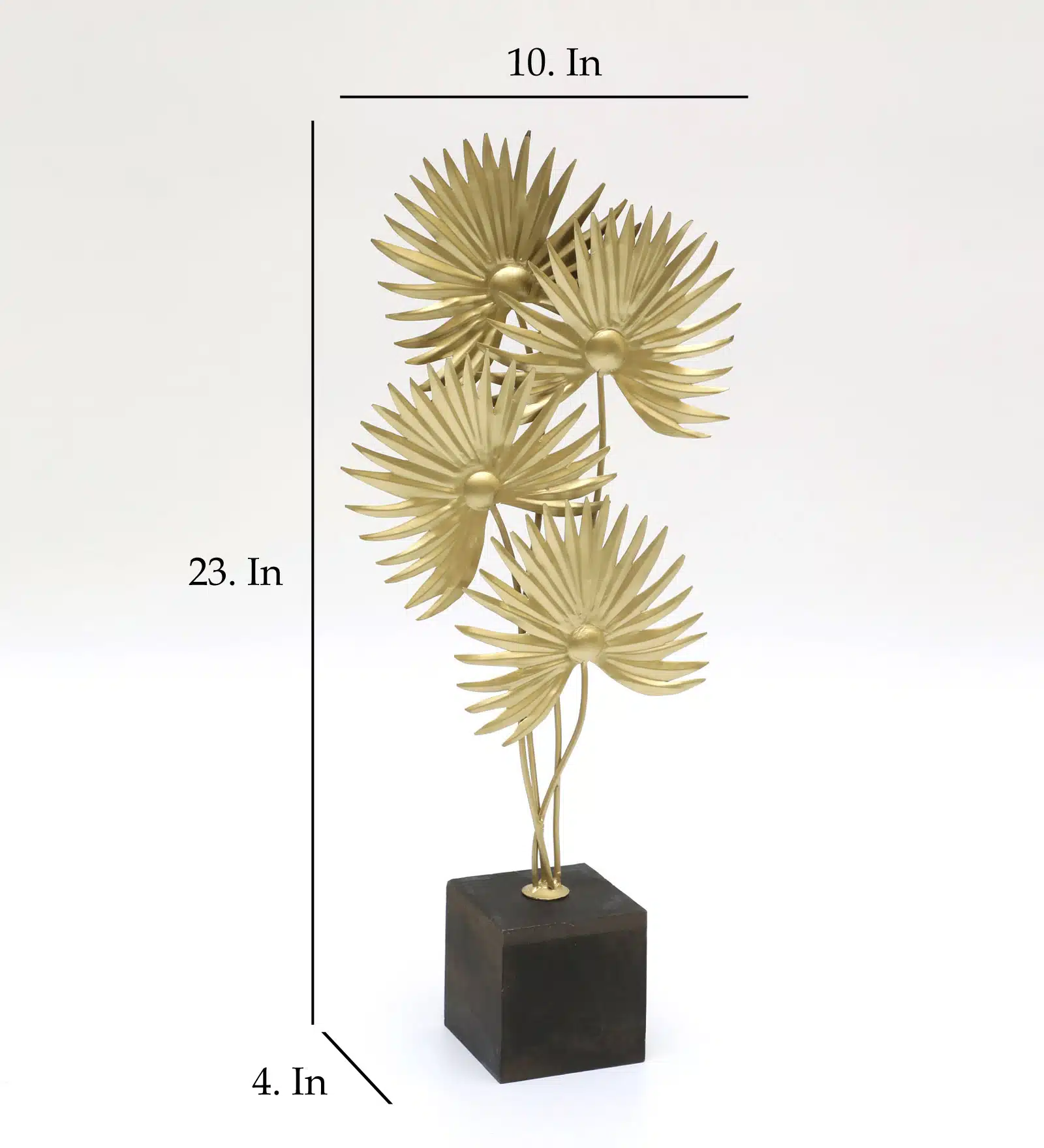 Gold Leaf Showpiece - Prisha Metal MDF Table Decor - Image 3
