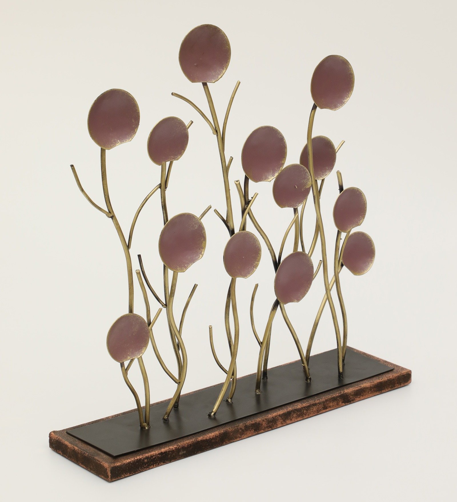 Multicolor Metal & MDF Ember Round Leaf Figurine Table Decor Showpiece - Image 2