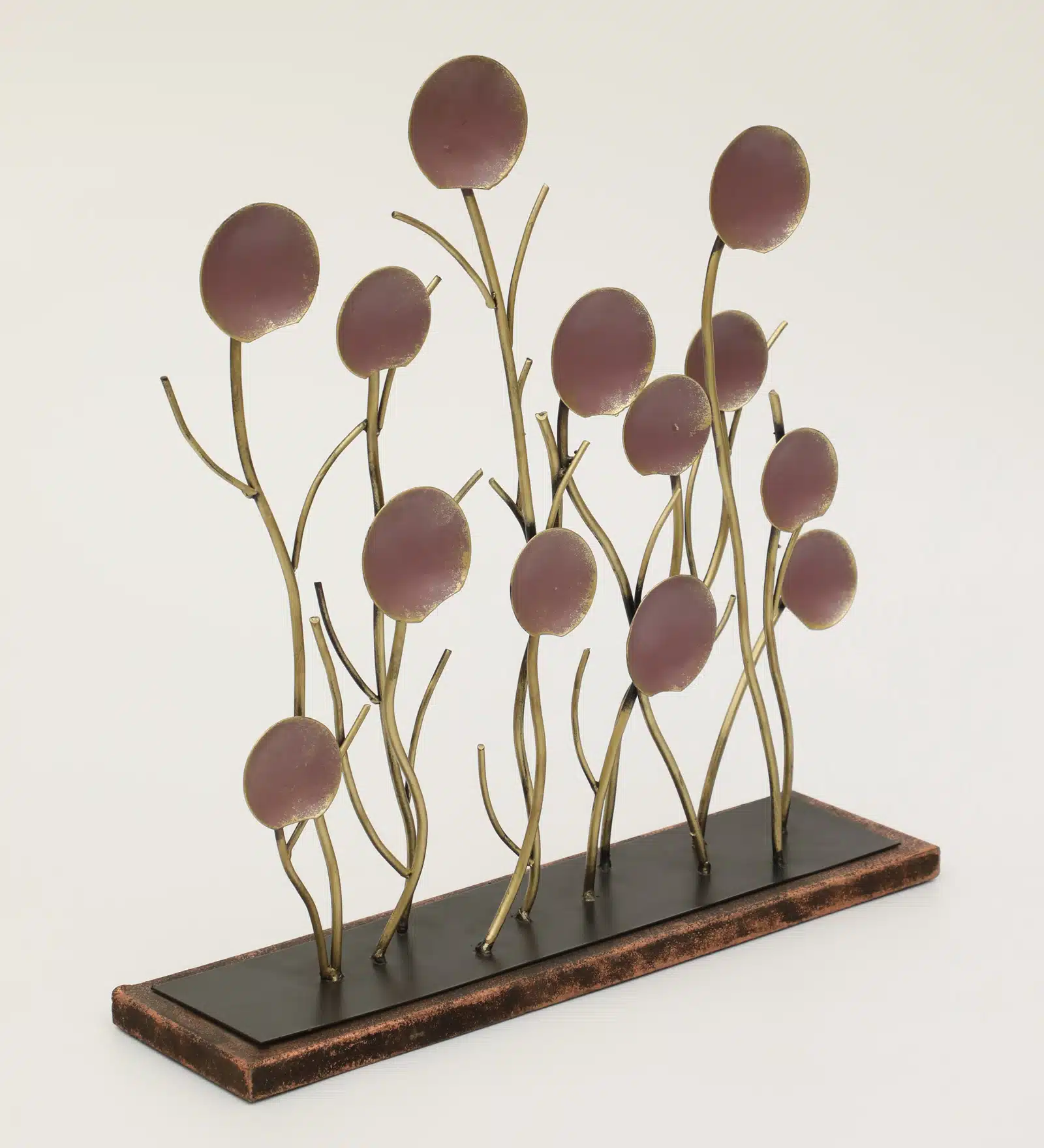 Multicolor Metal & MDF Ember Round Leaf Figurine Table Decor Showpiece - Image 2