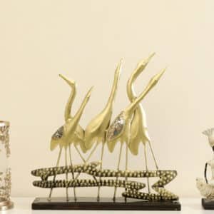 Metal & MDF Multicolor Flamingo Showpiece Table Decor