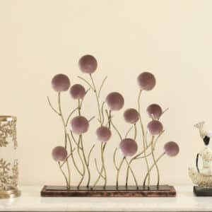 Metal & MDF Multicolor Ember Round Leaf Showpiece Table Decor