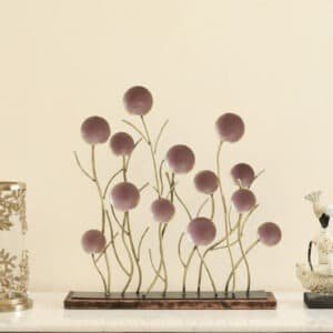 Multicolor Metal & MDF Ember Round Leaf Figurine Table Decor Showpiece