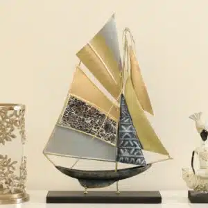 Vedas Exports Metal & MDF Boat Ship Showpiece for Home Decor – Decorative Ship Model Table Decor for Living Room, Office Desk, Bedroom – Gift Item (14 x 20 Inch)
