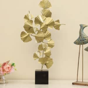 Metal & MDF Gold Vida Bunch Ginko Showpiece Table Decor