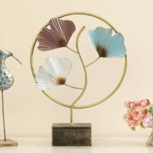 Metal & MDF Multicolor Veer 3 Ginko Showpiece Table Decor