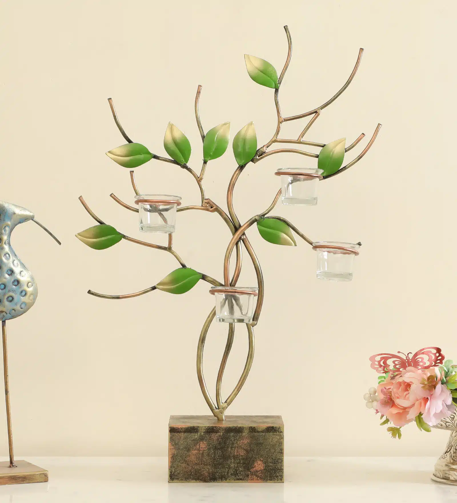 Leaf Candle Holder - Ganak Metal MDF T-Light Table Decor