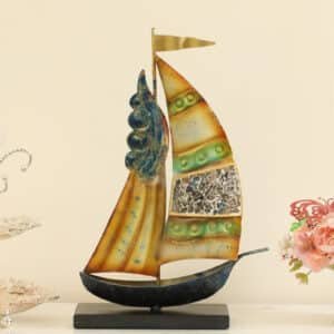 Metal & MDF Multicolor Giriraj Boat Showpiece Table Decor