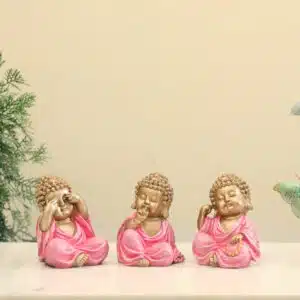 Pink Monk Buddha Idol – Stella Polyresin Showpiece Set