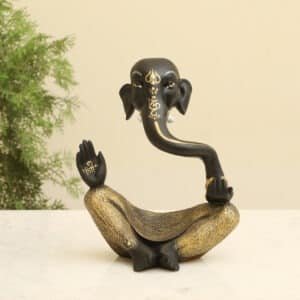 Multicolor Polyresin Pitambara Ganesha God Idol Figurine Table Decor Showpiece