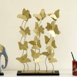 Metal & MDF Multicolor Anshi Culster Butterflies Showpiece Table Decor
