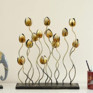 Metal Multicolor Abstract 6 Flower Table Decor Showpiece