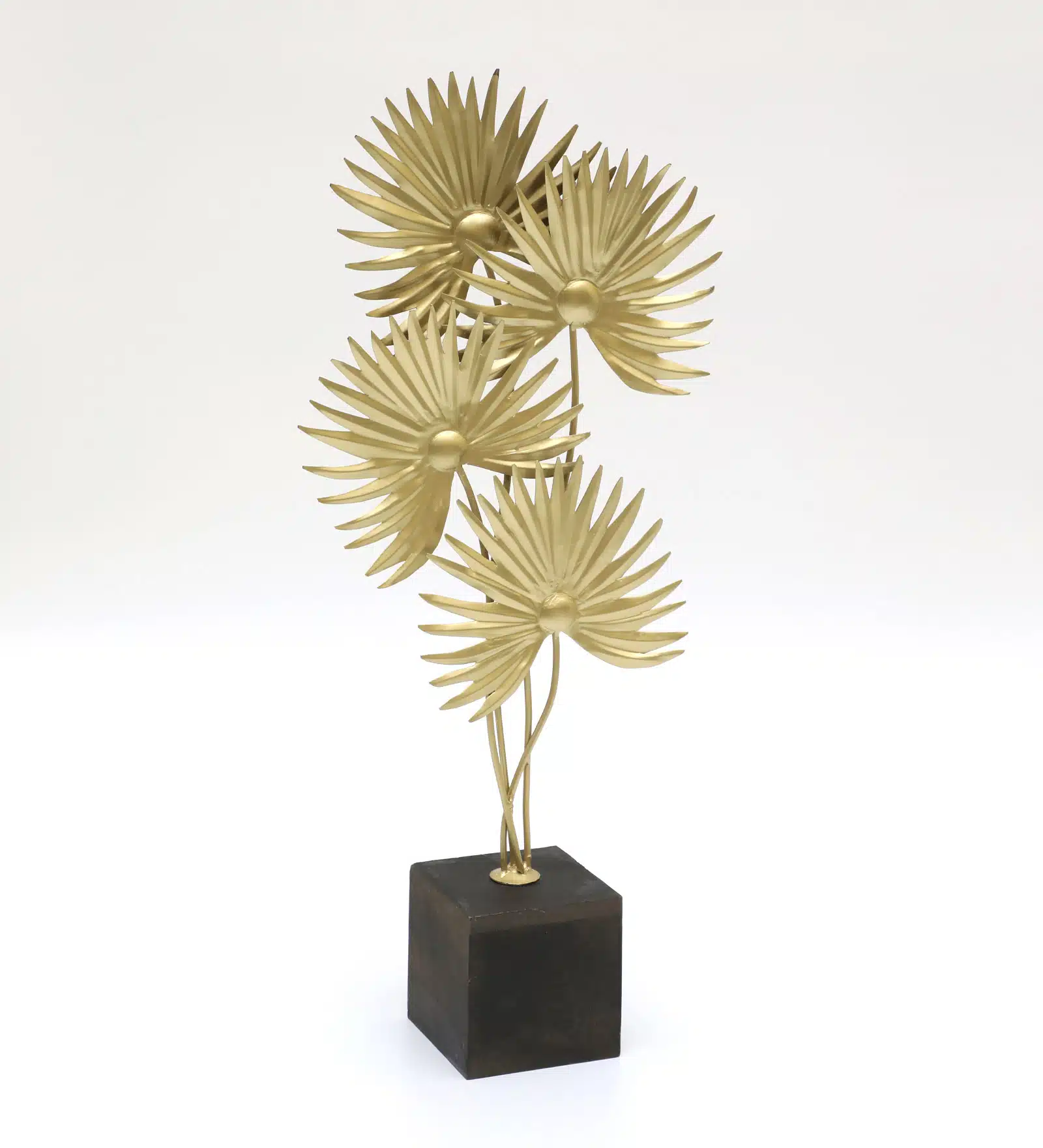 Gold Leaf Showpiece - Prisha Metal MDF Table Decor - Image 2