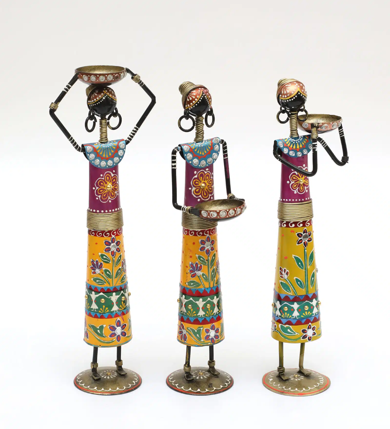 Designer Doll Set Showpiece | Akiro Multicolor Table Decor Set of 3 - Image 3