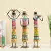 Designer Doll Set Showpiece Multicolor Metal Table Decor Set of 3