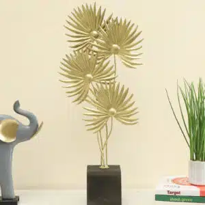 Gold Leaf Showpiece - Prisha Metal MDF Table Decor