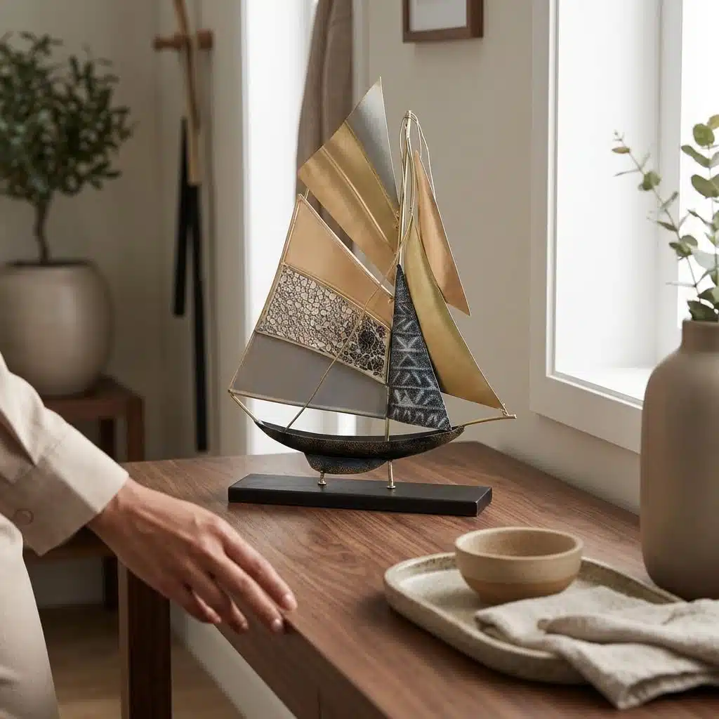 Vedas Exports Metal & MDF Boat Ship Showpiece for Home Decor – Decorative Ship Model Table Decor for Living Room, Office Desk, Bedroom – Gift Item (14 x 20 Inch) - Image 5