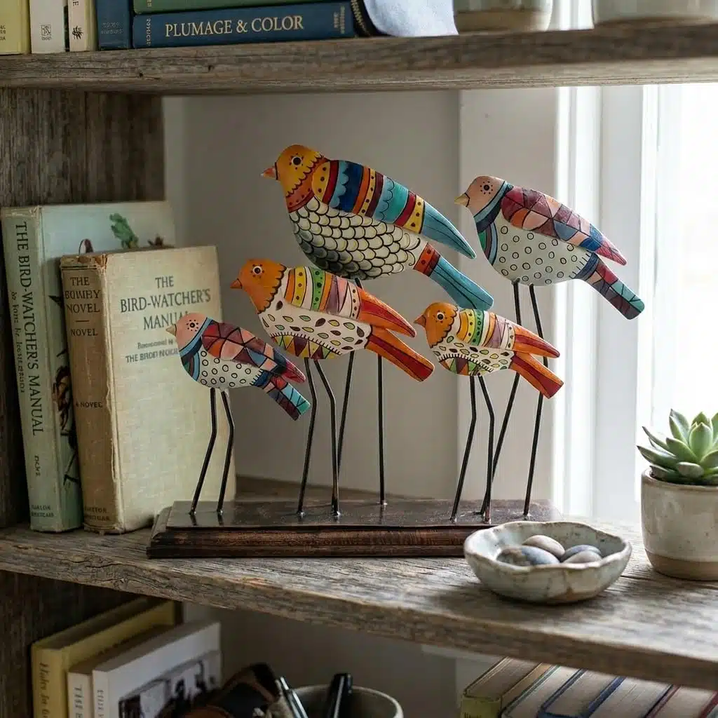 Handpainted Bird Showpiece | Metal & Wood Decorative Bird Figurine - Image 6