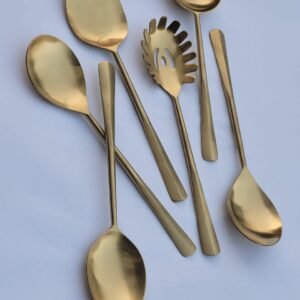 Vedas Stainless Steel Matt Gold Serving Set of 6