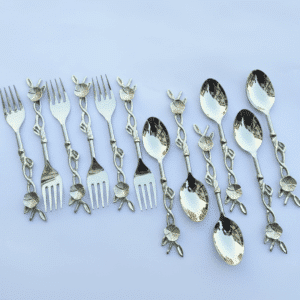 Vedas Cast Alu Stem Flower Cutlery Set of 12