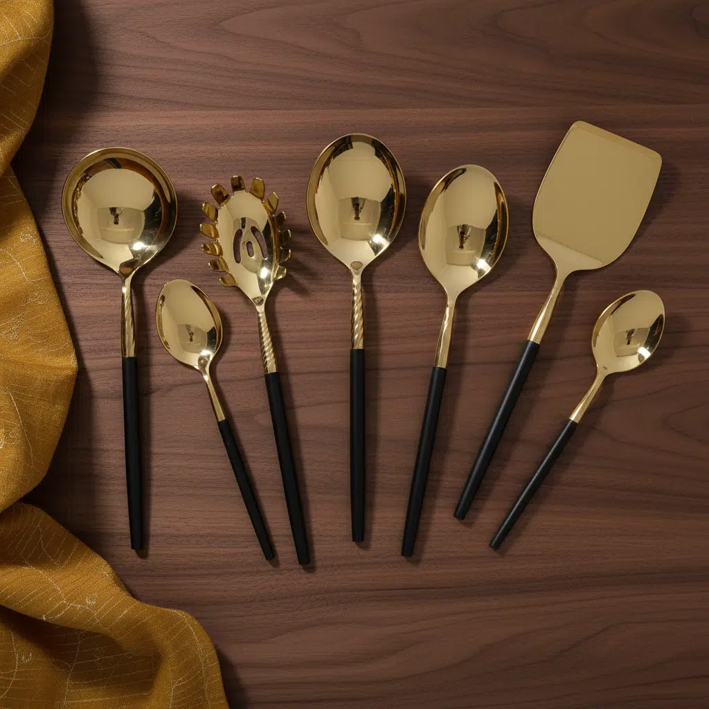 Vedas Stainless Steel Black Gold Pvd Serving Set of 6 - Image 2