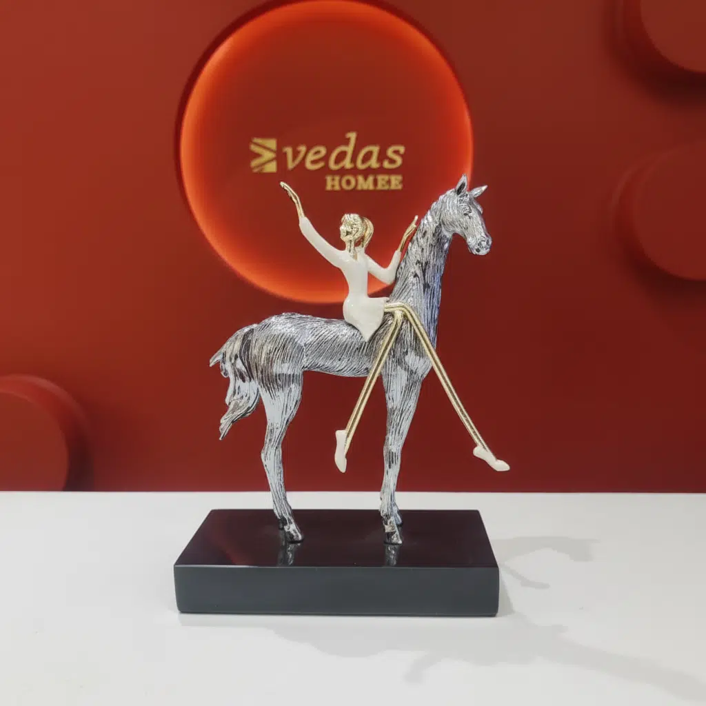 Multicolor Metal Abstract Horse n Human Table Decor Showpiece - Image 4