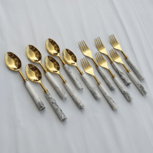 Vedas Gold & Marble Cutlery Set of 12